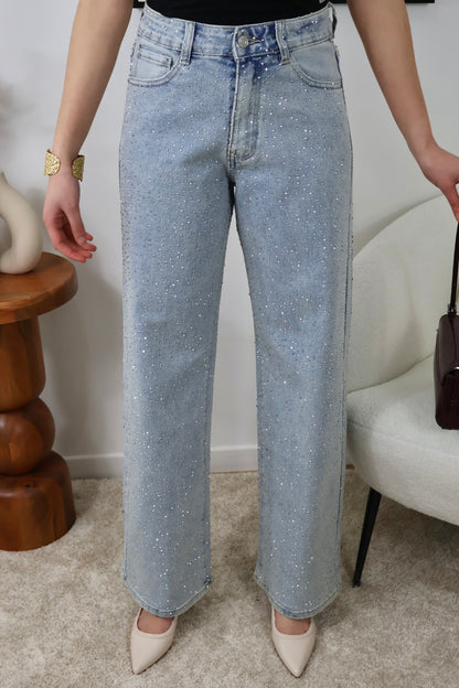 WIDE LEG RHINESTONE JEAN