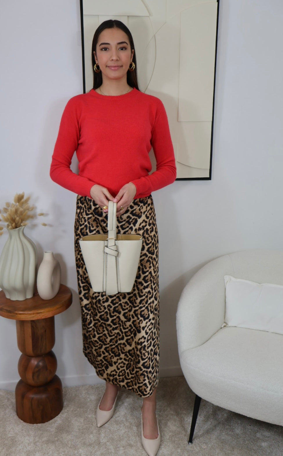 LEOPARD SATIN SKIRT