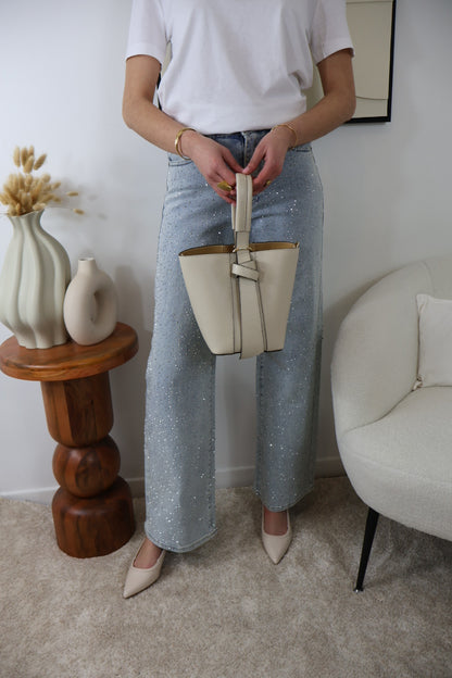 WIDE LEG RHINESTONE JEAN
