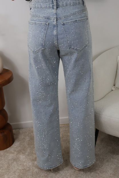 WIDE LEG RHINESTONE JEAN