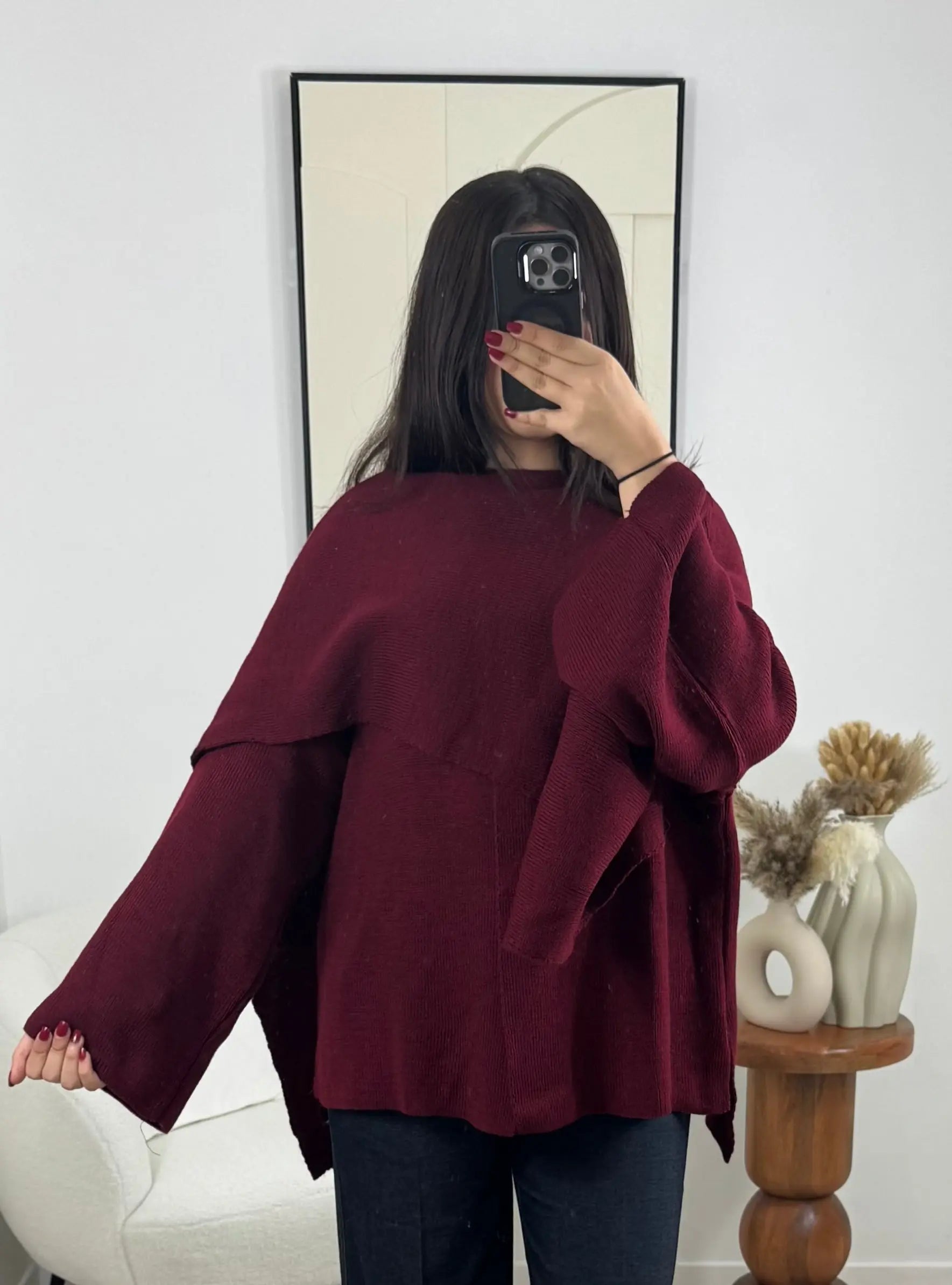 GILET ÉCHARPE BORDEAUX LINA Noza & Co