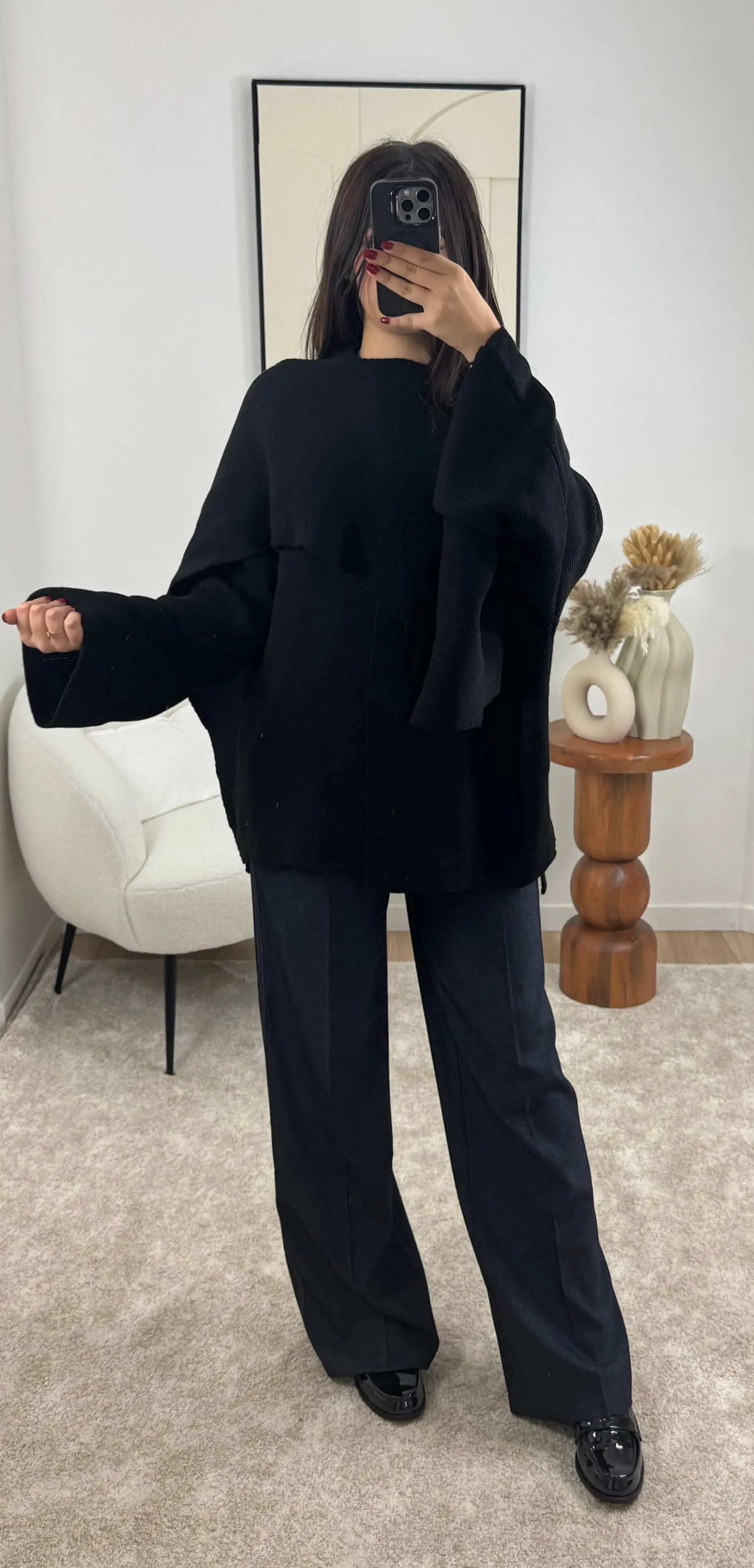 GILET ÉCHARPE NOIR LINA Noza & Co