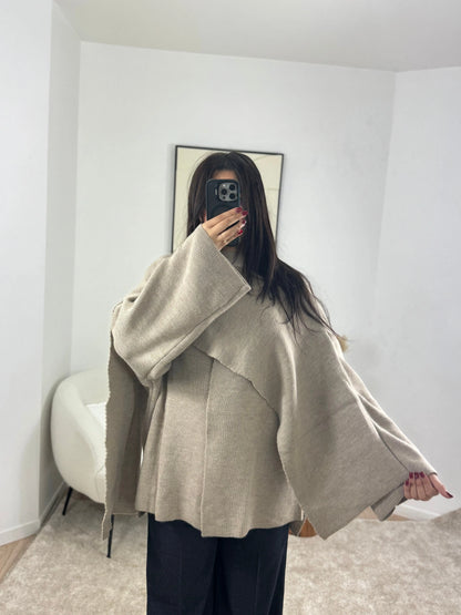 GILET ÉCHARPE TAUPE LINA Noza & Co
