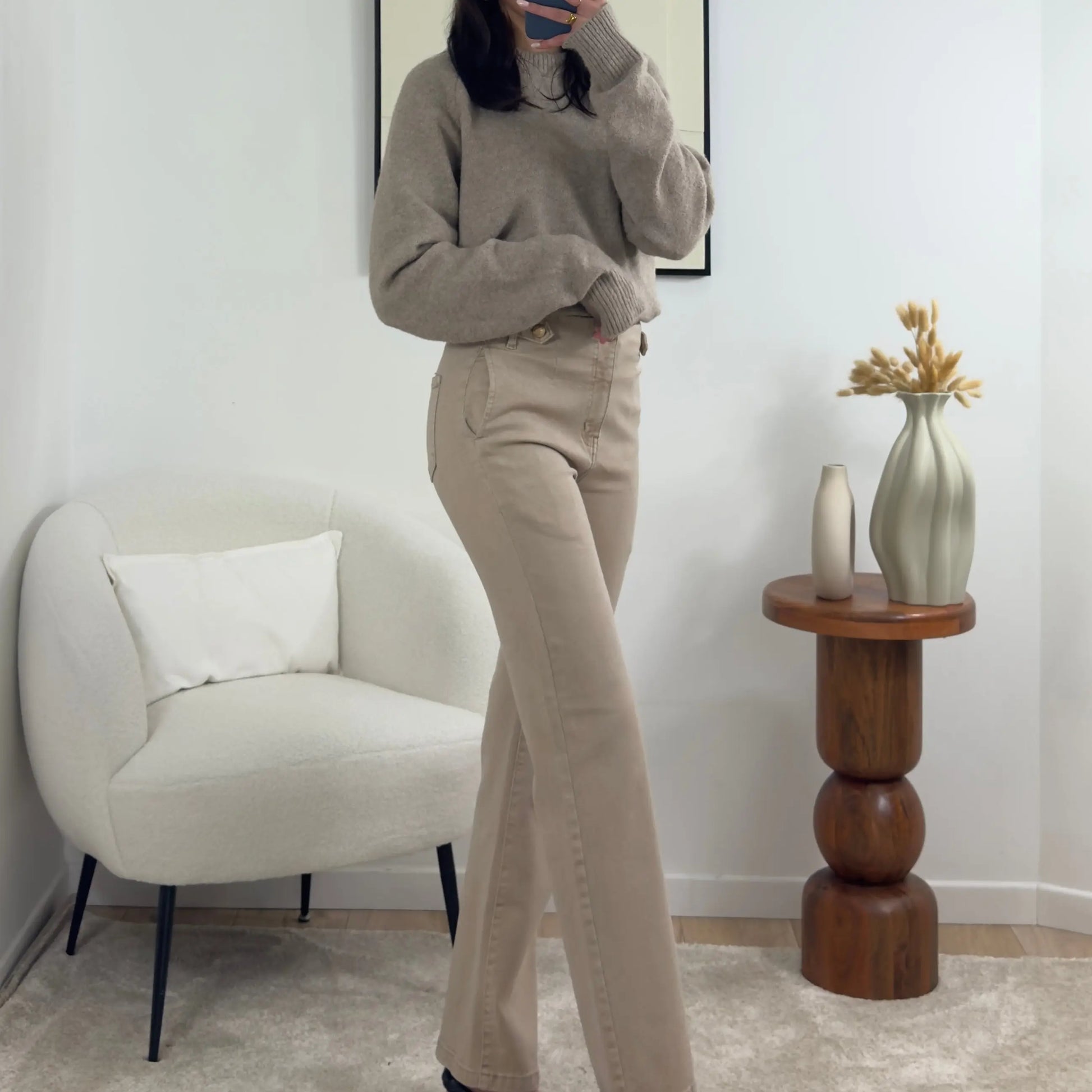 JEAN FLARE BEIGE MAYA Noza & Co