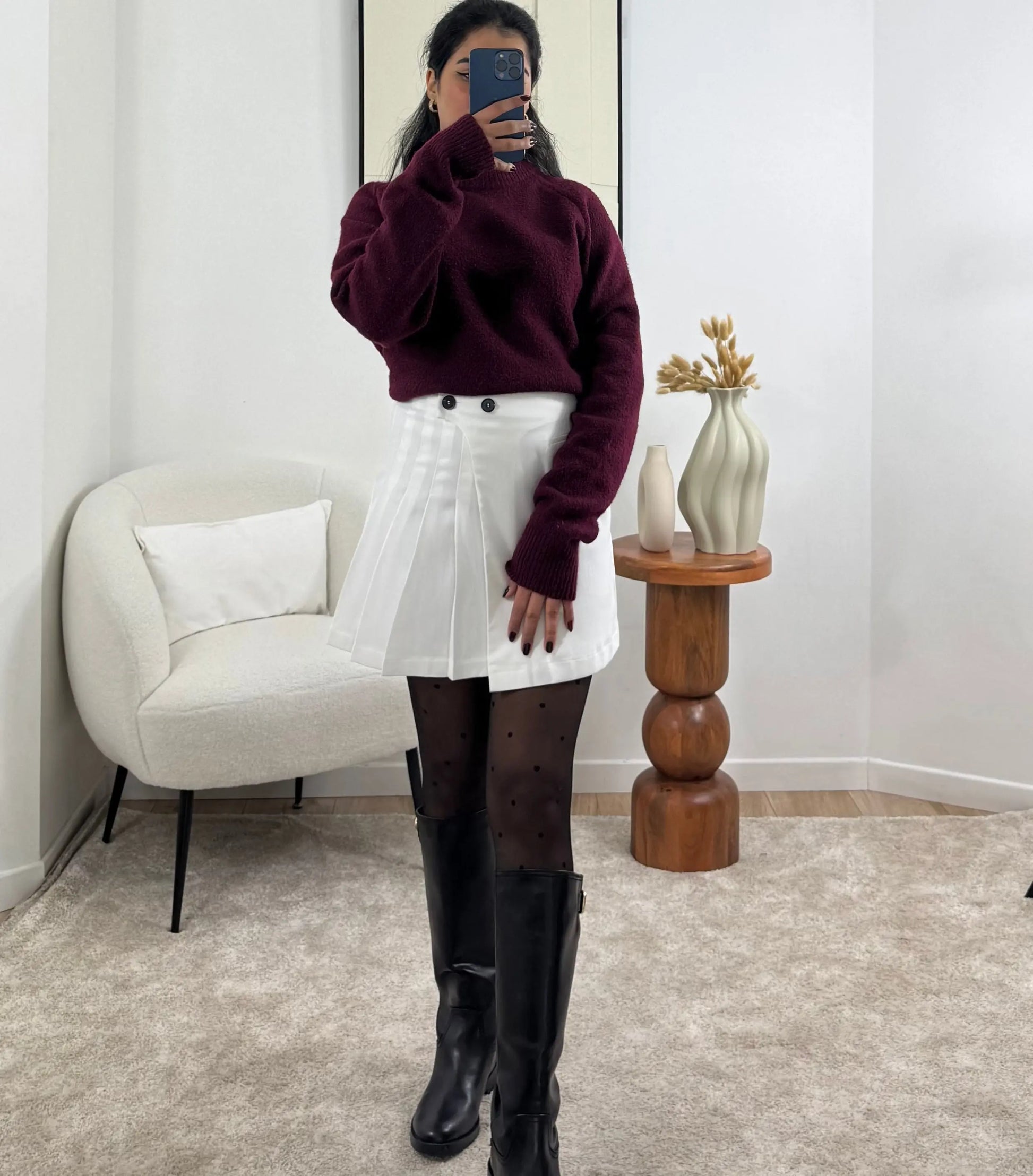 MINI JUPE PLISSÉE À DEUX BOUTONS Noza & Co