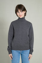 Pull col roulé maille fine sans couture gris