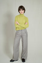 Pull col roulé maille fine sans coutures vert