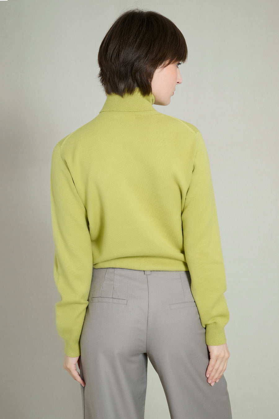 Pull col roulé maille fine sans coutures vert