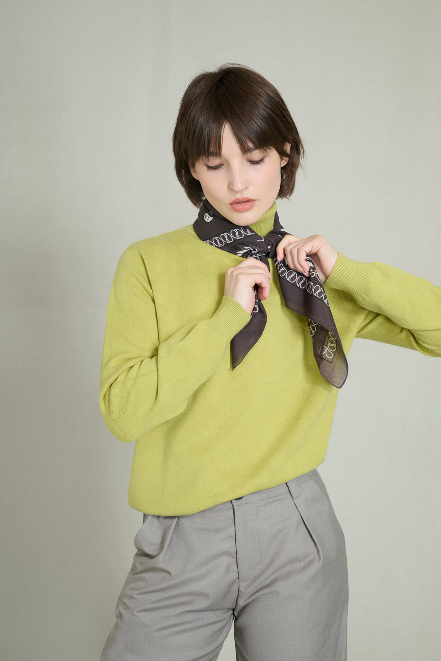 Pull col roulé maille fine sans coutures vert