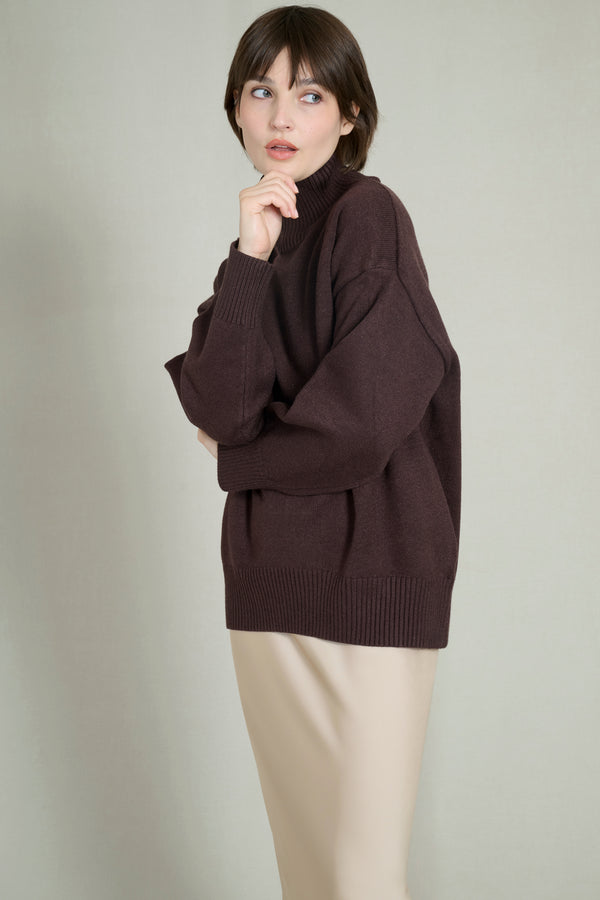 Pull col haut doux et chaud chocolat
