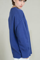 Pull oversize col rond maille épaisse bleu roi