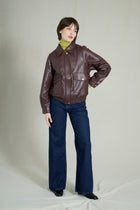 Veste Bombers  effet cuir Bergundy
