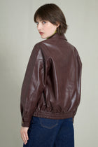 Veste Bombers  effet cuir Bergundy