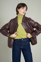 Veste Bombers  effet cuir Bergundy