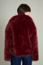 BURGUNDY FAUX FUR COAT