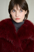 BURGUNDY FAUX FUR COAT