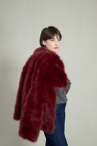 BURGUNDY FAUX FUR COAT