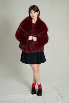 PREMIUM BURGUNDY FAUX FUR COAT
