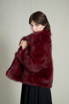PREMIUM BURGUNDY FAUX FUR COAT