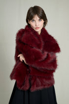 PREMIUM BURGUNDY FAUX FUR COAT