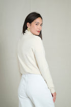 Pull col roulé maille fine sans couture crème