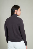 Pull col roulé maille fine sans couture marron