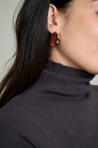 Pull col roulé maille fine sans couture marron