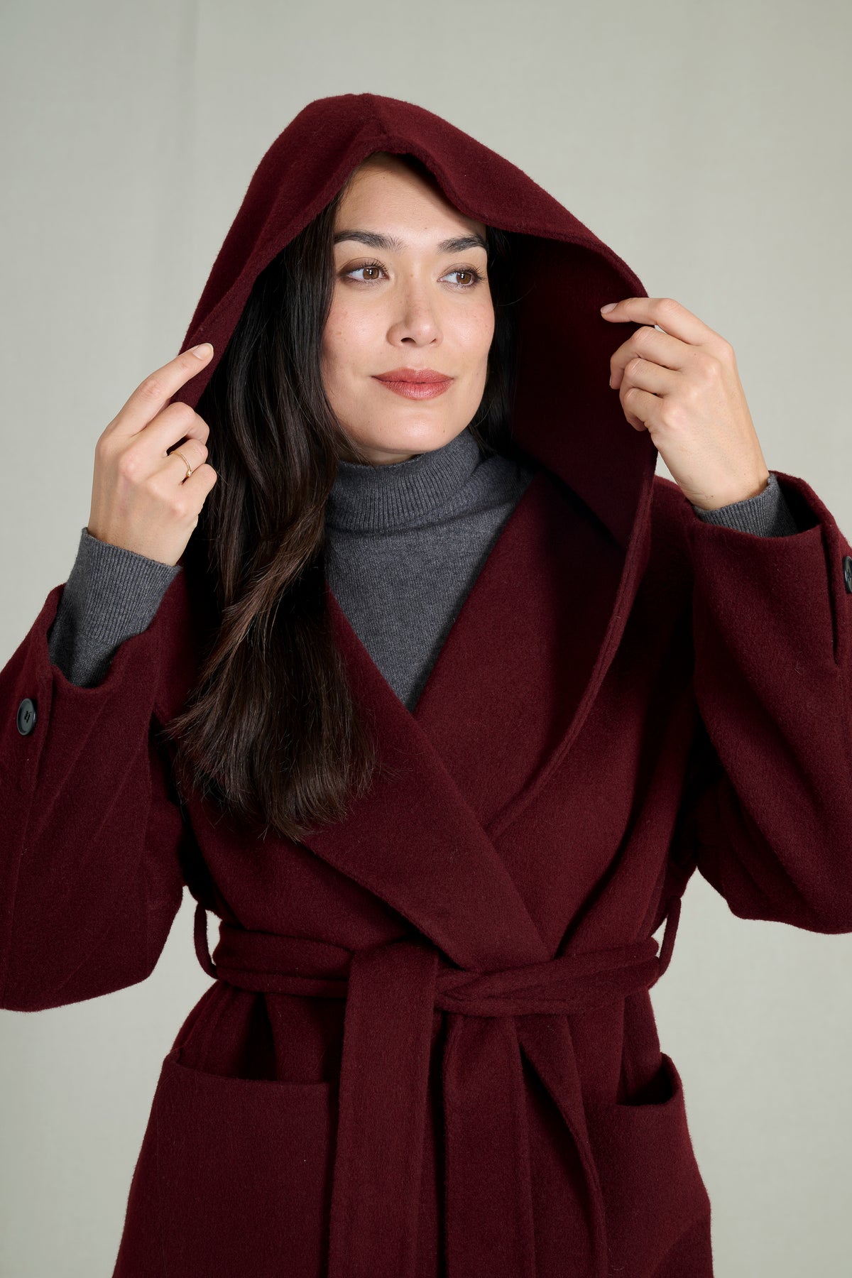 BERGUNDY WOOL COAT LARA PREMIUM WOOL