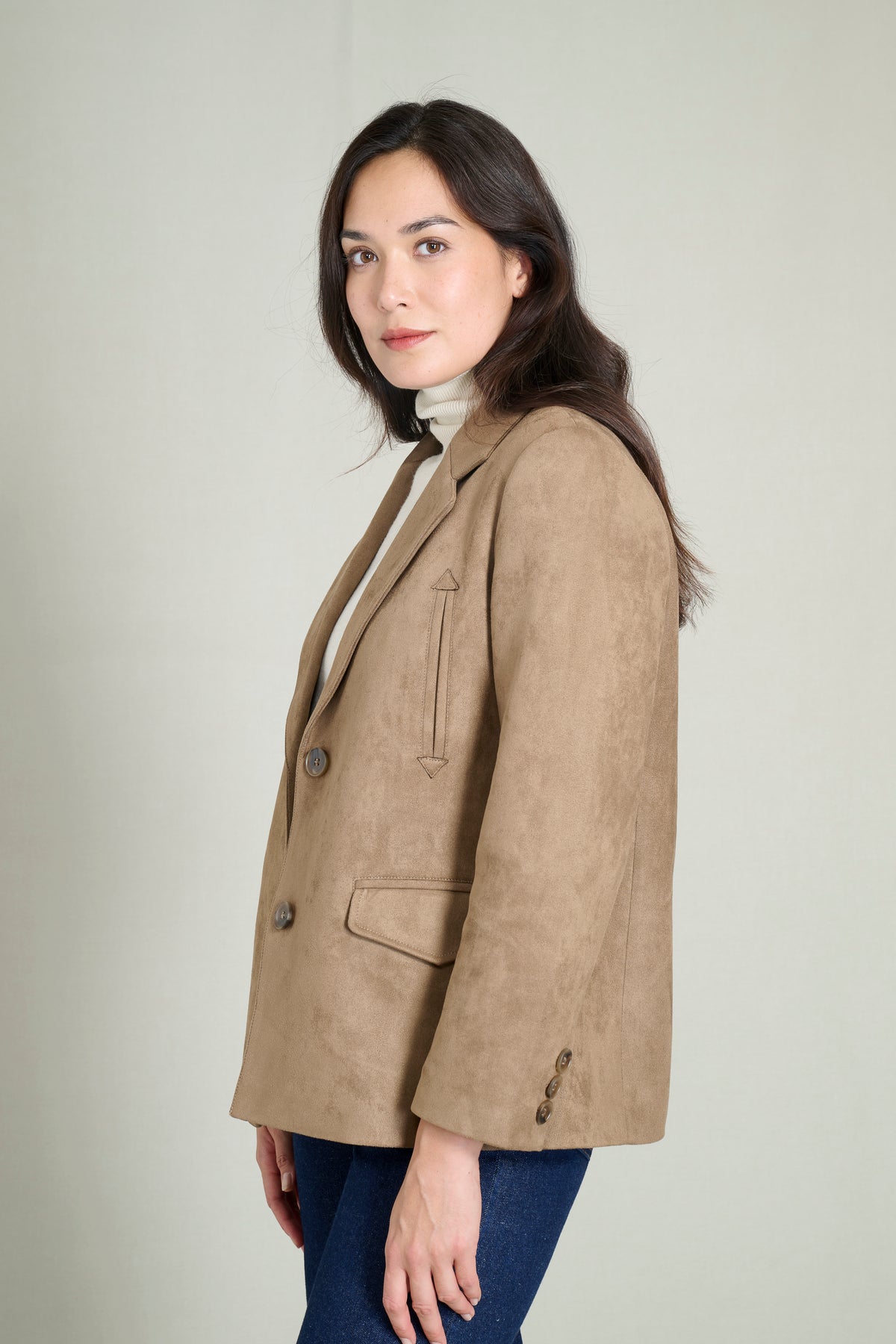 Blazer suédine taupe