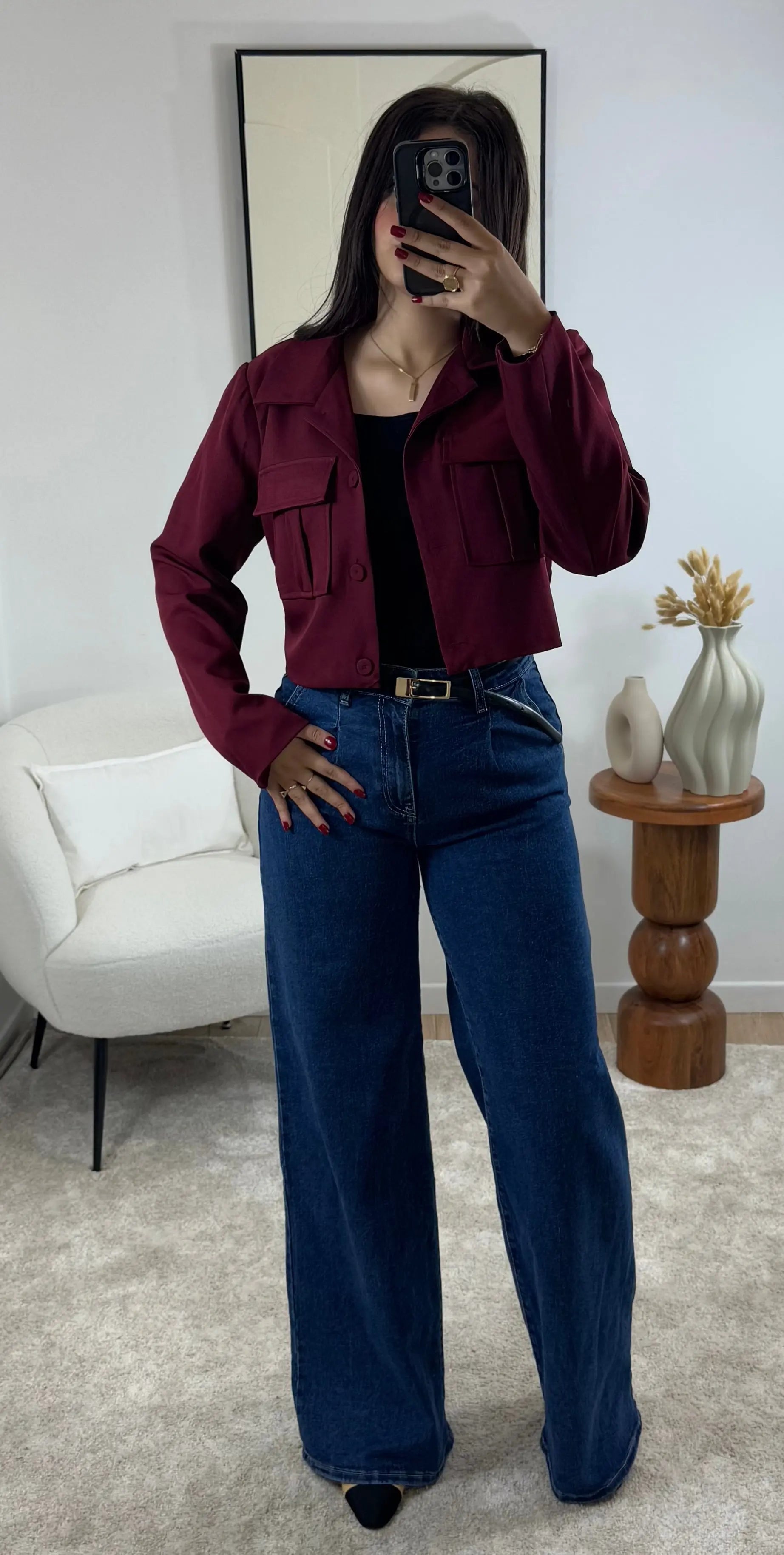 VESTE CROP BERGUNDY Noza & Co