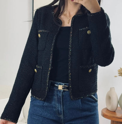 VESTE TWEED NOIR Noza & Co