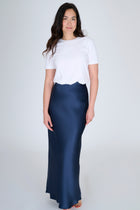 ALMA EXTRA LONG NAVY SKIRT