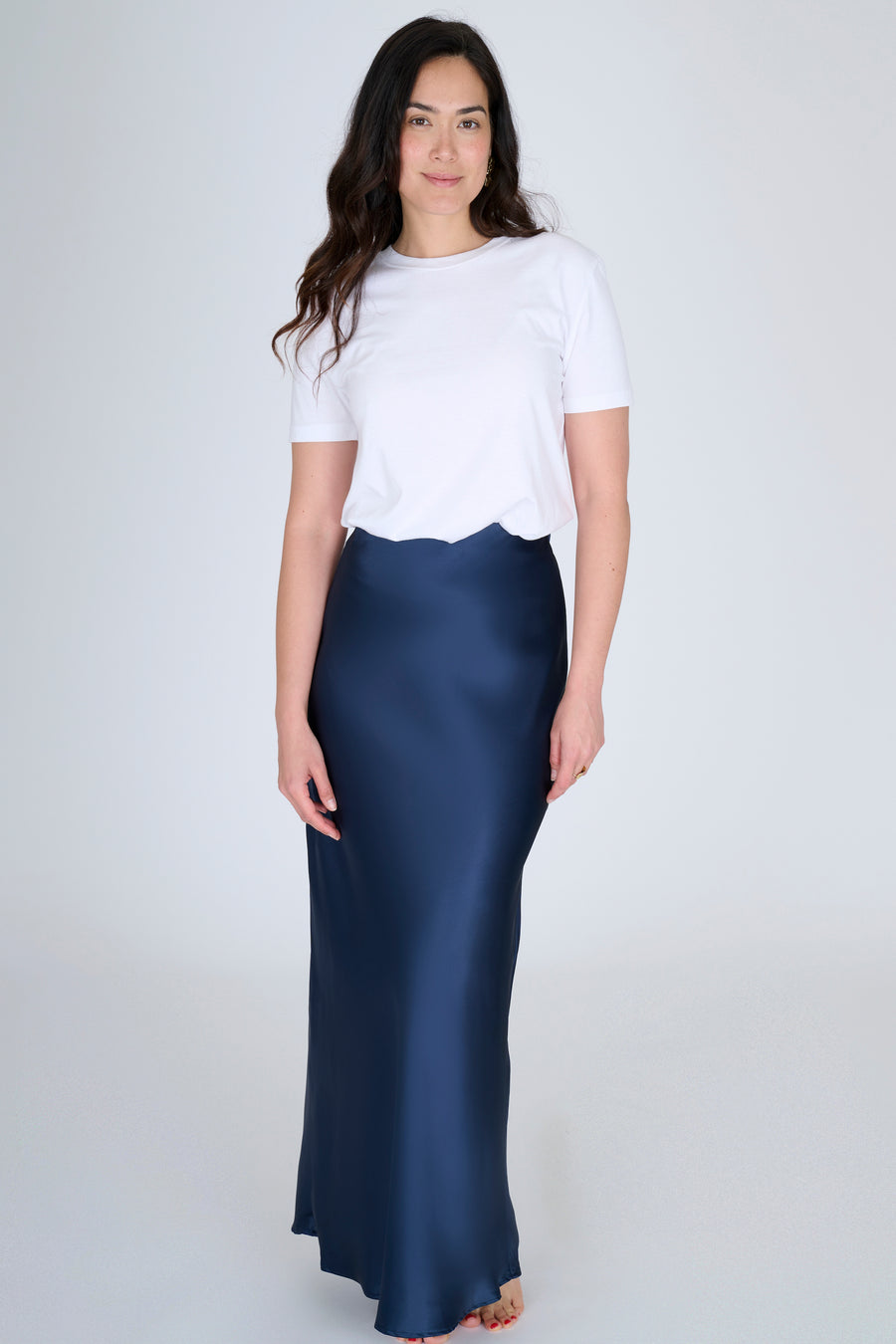 ALMA EXTRA LONG NAVY SKIRT